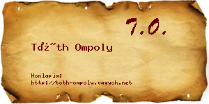 Tóth Ompoly névjegykártya